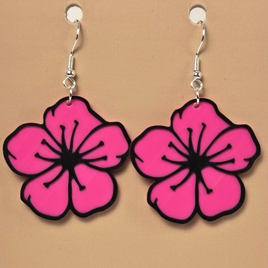 Boucle d'oreille en forme de Fleur avec crochets hypoallergéniques sans nickel